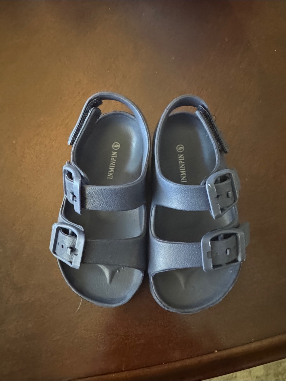 Kids Navy Double-Buckle Sandals by UNKNOWN